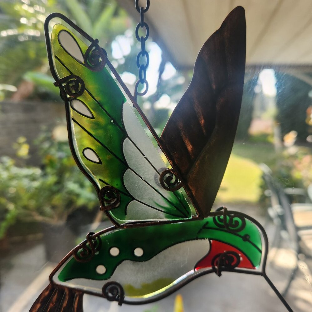 Colorful Glass Suncatcher Hummingbird Window Hanging